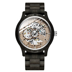 Sandalwood Skeleton Mechanical Watch