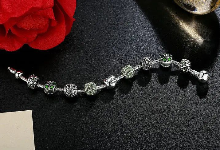 Trendy Beaded Bracelets with Pink Rhinestones (Wholesale)