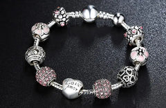 Trendy Beaded Bracelets with Pink Rhinestones (Wholesale)