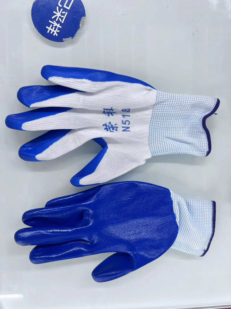Nylon Work Gloves with Nitrile Coating for Grip