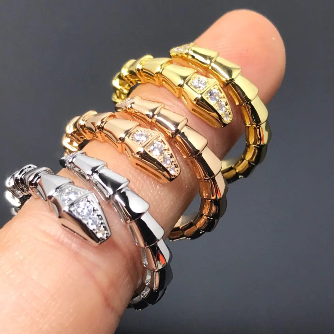 Creative Snake Diamond-Studded Ring for Women