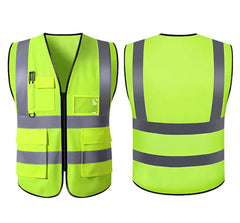 Reflective Safety Vest – Multi-Pocket Zipper Design for Construction & Roadwork
